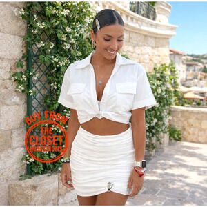 ZARA Blogger Favorite Linen Blend Ruched Mini Skirt